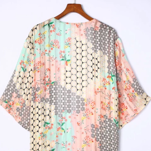 NEW•ZEN•0-14•ONE SIZE FLOWY KIMONO - Picture 4 of 13